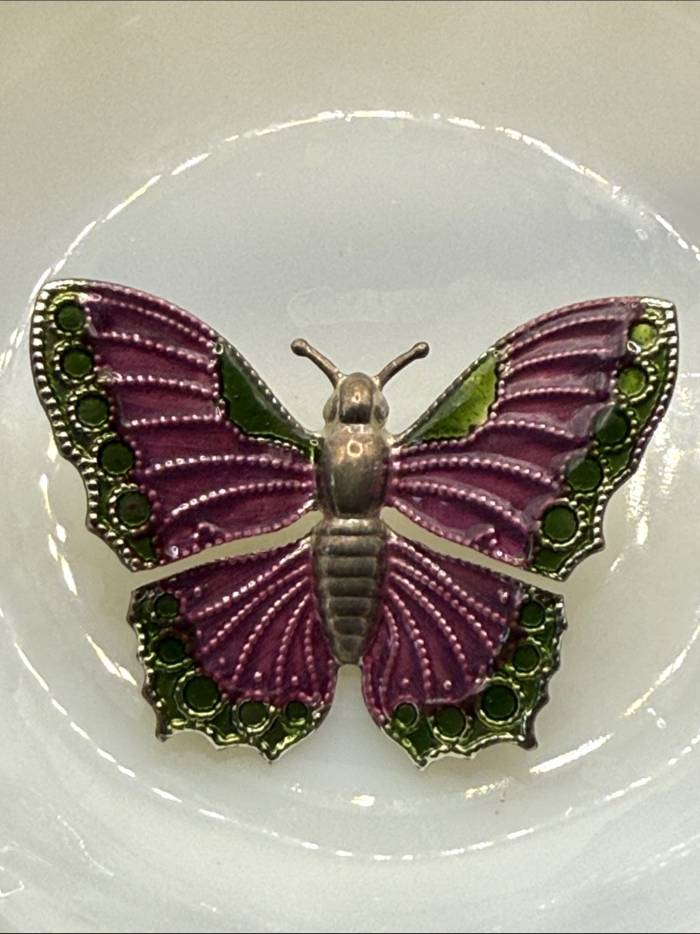 Amazing vintage Purple and Green Butterfly Pin Brooch unusual statement piece